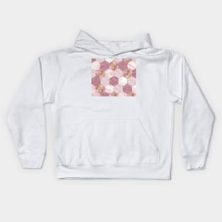 Pink marble honeycomb with rose gold accents Kids Hoodie